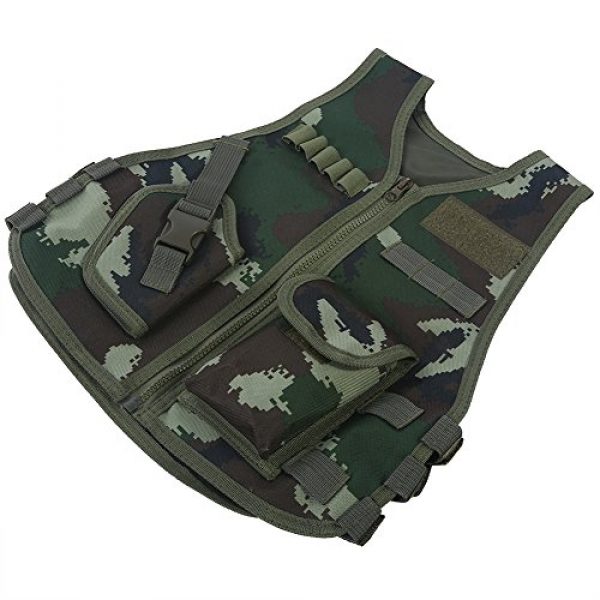 Fishlor Airsoft Tactical Vest 6 Fishlor Adjustable Camouflage Vest, Children Camouflage V-Neckline Vest with Multi Pocket for Outdoor Hunting Game(Jungle Camouflage L)