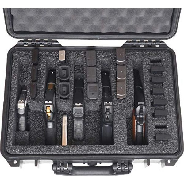 Case Club Pistol Case 2 Case Club 5 Pistol and 20 Magazine Pre-Cut Heavy Duty Waterproof Case with Included Silica Gel Canister to Help Prevent Gun Rust (Upgraded Gen-2)