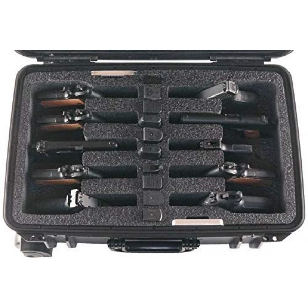 Case Club Pistol Case 2 Case Club 10 Pistol Pre-Cut Waterproof Case with 2 Silica Gel Canisters to Help Prevent Gun Rust (Wheeled)