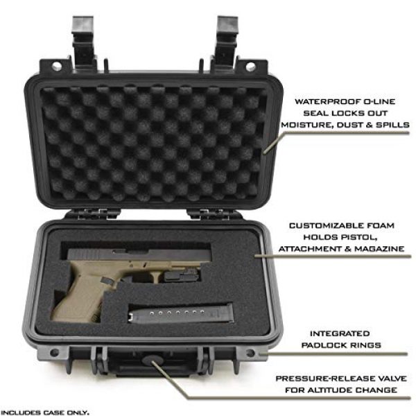 CASEMATIX Pistol Case 3 CASEMATIX Hard Gun Case for Pistols - Waterproof & Shockproof Gun Cases for Pistols, Compact 9mm Gun Case for Carrying Handgun with Scope and Accessories