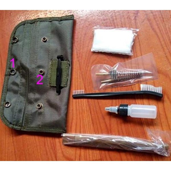 Explorer Cases Rifle Cleaning Kit 7 Explorer 10 Pcs Set Gun Rifle Pistol Cleaning Kit Compact Travel Size Mil-Spec Rods Metal Brush Heads Olive Green Pouch Bag Case Drab Travel Size Maintenance Kit