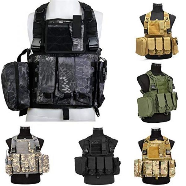 BGJ Airsoft Tactical Vest 3 CP Camo Vest RRV Molle Airsoft Tactical Vest Military Combat Assault Chest Rig Paintball Police Body Armor Hunting Vest