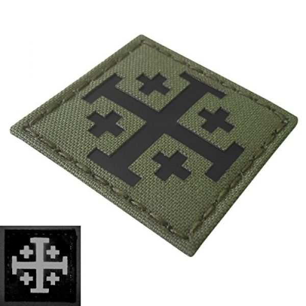 Tactical Freaky Airsoft Morale Patch 3 OD Green Olive Drab Infrared IR Order Holy Sepulchre Jerusalem Cross 2x2 Templar Tactical Morale Touch Fastener Patch