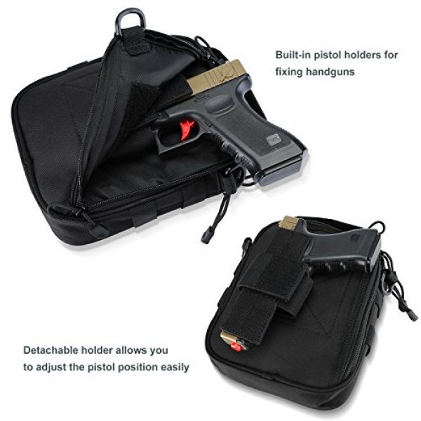 ProCase Pistol Case 5 ProCase Pistol Bag, Military Gear Tactical Handgun Shoulder Strap Bag Gun Ammo Accessories Pouch Shooting Range Duffle Bag for Shooting Range Sport - Black