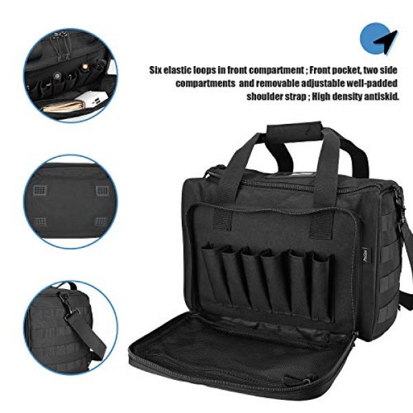 ProCase Pistol Case 7 ProCase Tactical Gun Range Bag for Handguns, Pistols and Ammo, Large Shooting Range Duffle Bags for Magazine Shooting Gear Accessories for Hunting Shooting Range Sport Competetion -Black