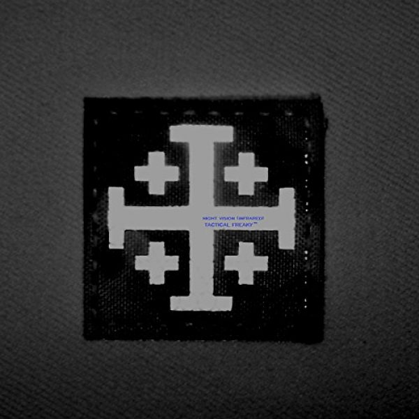 Tactical Freaky Airsoft Morale Patch 2 OD Green Olive Drab Infrared IR Order Holy Sepulchre Jerusalem Cross 2x2 Templar Tactical Morale Touch Fastener Patch