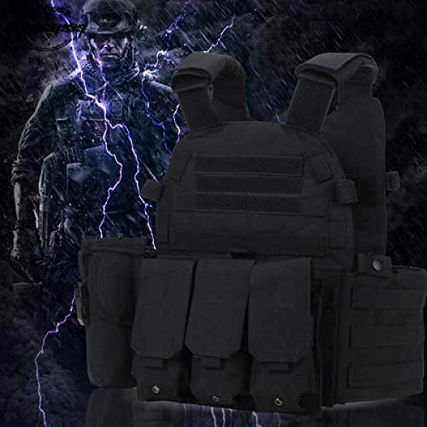 BGJ Airsoft Tactical Vest 3 Tactical Molle Vest Nylon Body Armor Hunting Plate Carrier Airsoft Paintball Vest with Magazine Pouch CS Game Combat Gear