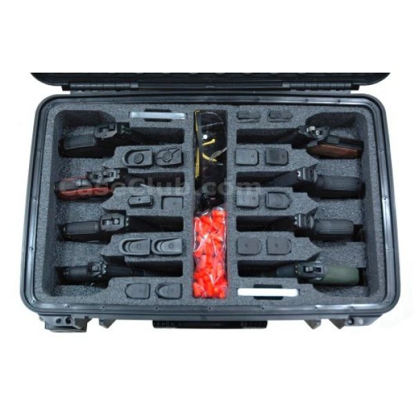 Case Club Pistol Case 2 Case Club 8 Pistol Pre-Cut Waterproof Case with 2 Silica Gel Canisters to Help Prevent Gun Rust