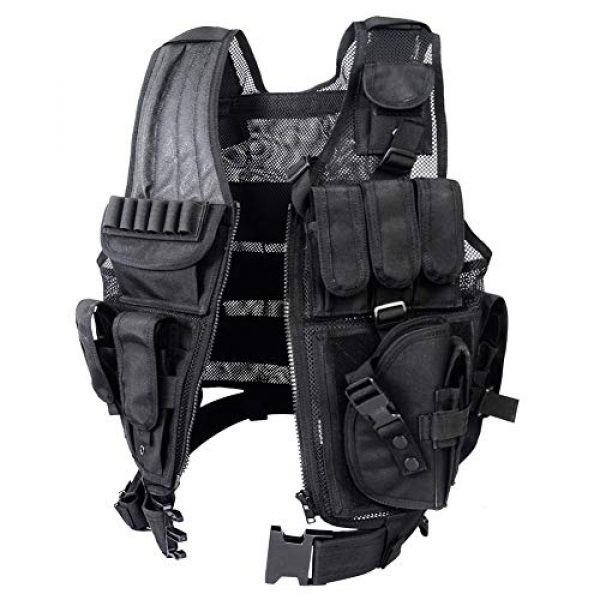 GXYWAN Airsoft Tactical Vest 4 GXYWAN Tactical CS Field Vest Paintball Training Airsoft Ultra-Light Breathable Combat Adjustable Vest(Black)
