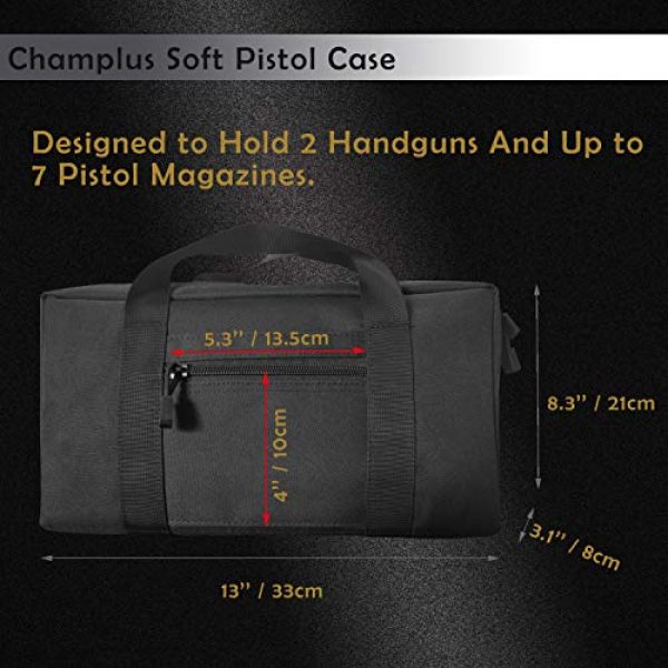 Champlus Pistol Case 2 Pistol Range Bag Tactical Pistol Bag Range Bags for Handguns and Ammo Soft Pistol Case Gun Range Bag for Handguns, Pistols and Ammo Shooting Range Pistol Bag Handgun Magazine Pouch-Black 1 Pack