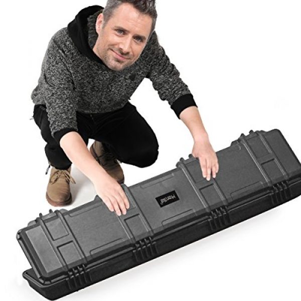 Merdia Rifle Case 7 Merdia Gun Case Precision Hard Rifle Gun Case with Intensive Convoluted Foam Gun Case Available Length in 34.05",40.08",47.24" 47.64" 53.93" & Gun Sock Shotgun Rifle Storage Gun Socks Handgun