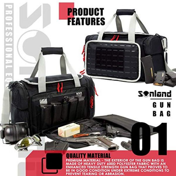 AUMTISC Pistol Case 2 AUMTISC Pistol Range Bag Tactical Shooting Gun Range Bag with Penty of Room for Handguns Lightweight Durable