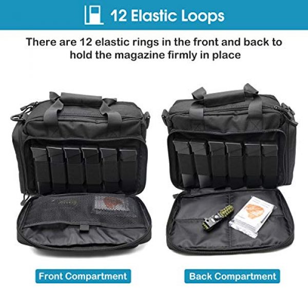 Kosse Pistol Case 5 Kosse Tactical Gun Range Bag, Deluxe Pistol Shooting Range Duffle Bag Large Handguns Magazine Ammo Gear Accessories Pouch for Hunting Shooting Range Sport