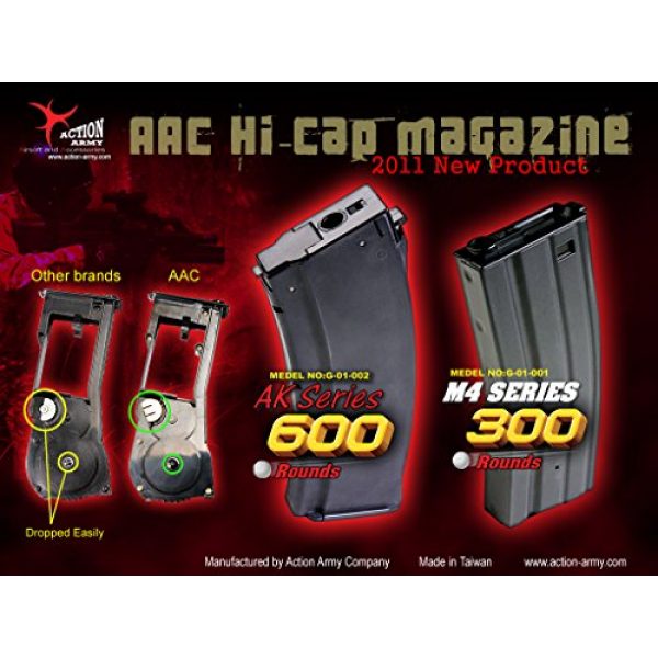 Action Army Airsoft Gun Magazine 1 Airsoft AEG Magazine - AK Series A.E.G. HI-CAP (600 RDS) Made in Taiwan