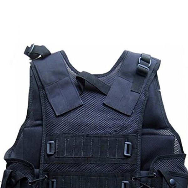 DHLink Airsoft Tactical Vest 3 Tactical Military Hunting Combat Vest with Pistol Gun Holster Pouch Black