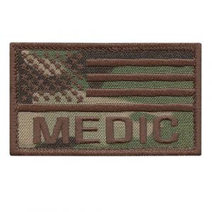 LEGEEON Airsoft Morale Patch 1 LEGEEON Multicam USA American Flag Medic EMS 2x3.25 Paramedic MED Combat Morale Tactical Fastener Patch