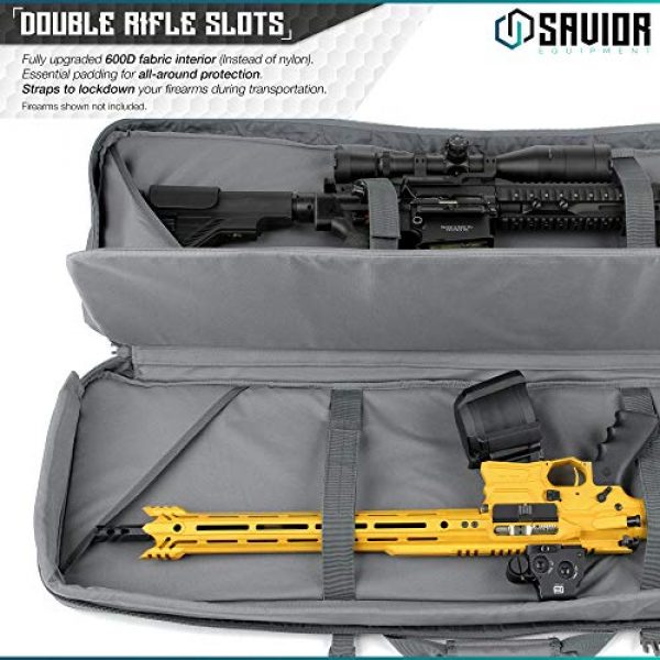 Savior Equipment Rifle Case 2 Savior Equipment Urban Warfare Tactical Double Carbine Long Rifle Bag Gun Case Firearm Backpack Pistol Handgun Case - Lockable Zipper, Padded Side Carry Strap, Available Length in 36" 42" 46" 51" 55"