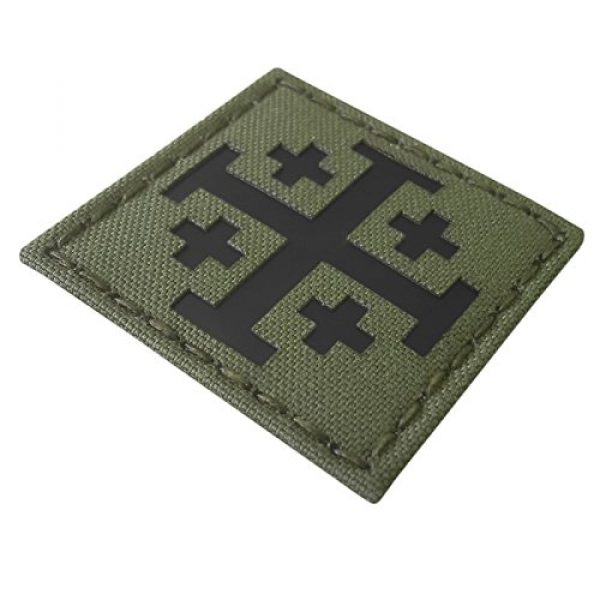 Tactical Freaky Airsoft Morale Patch 1 OD Green Olive Drab Infrared IR Order Holy Sepulchre Jerusalem Cross 2x2 Templar Tactical Morale Touch Fastener Patch