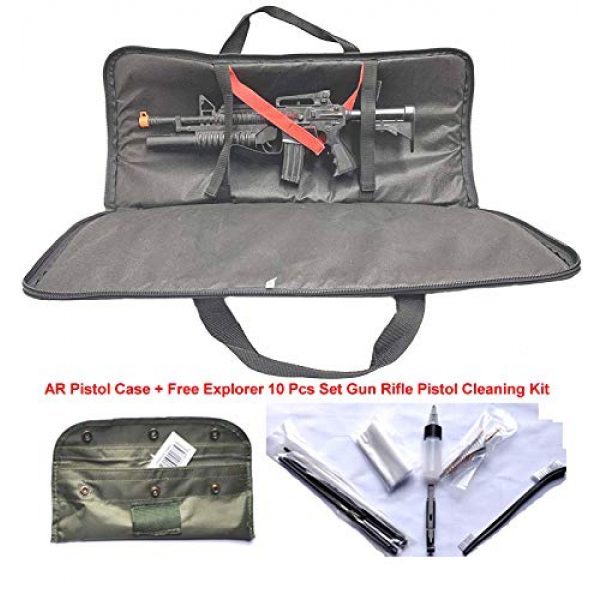 Explorer Cases Rifle Case 4 Explorer American Classic Tactical 28 inch Long Rifle Pistol Gun Bag Firearm Transportation Case w/Shoulder Straps Lockable Zipper (Black R28 + Cleaning kit)