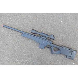 Well Airsoft Rifle 1 Well Full Metal L96 Bolt Action Spring Powered Sniper Rifle Airsoft Gun (Black/Scope Package)