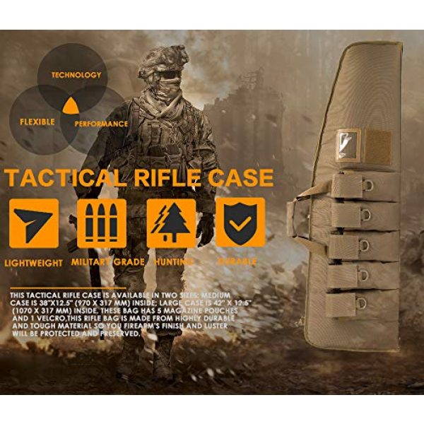 AUMTISC Rifle Case 7 AUMTISC Rifle Case Tactical Gun Case for AR15 with 5 Pouches Heavy Duty Rifle Bag for Hunting Shooting Range Sports Storage and Transport