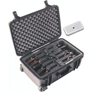 Case Club Pistol Case 1 Case Club 10 Pistol Pre-Cut Waterproof Case with 2 Silica Gel Canisters to Help Prevent Gun Rust (Wheeled)