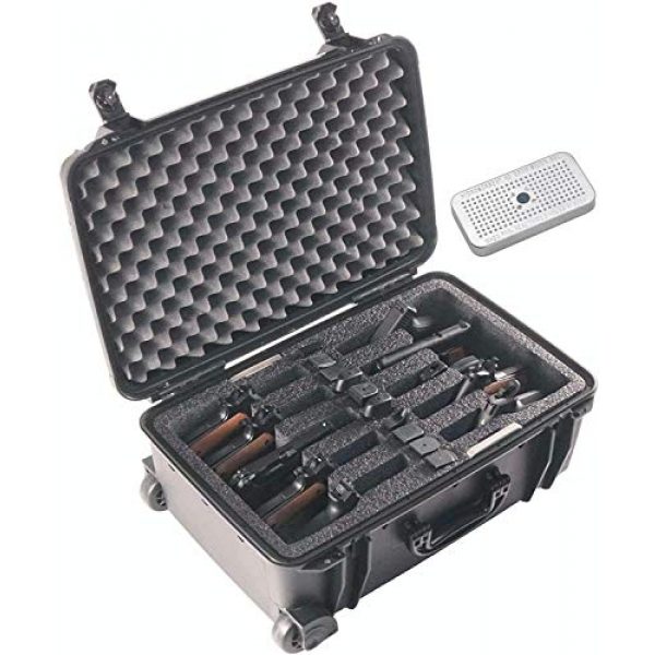 Case Club Pistol Case 1 Case Club 10 Pistol Pre-Cut Waterproof Case with 2 Silica Gel Canisters to Help Prevent Gun Rust (Wheeled)