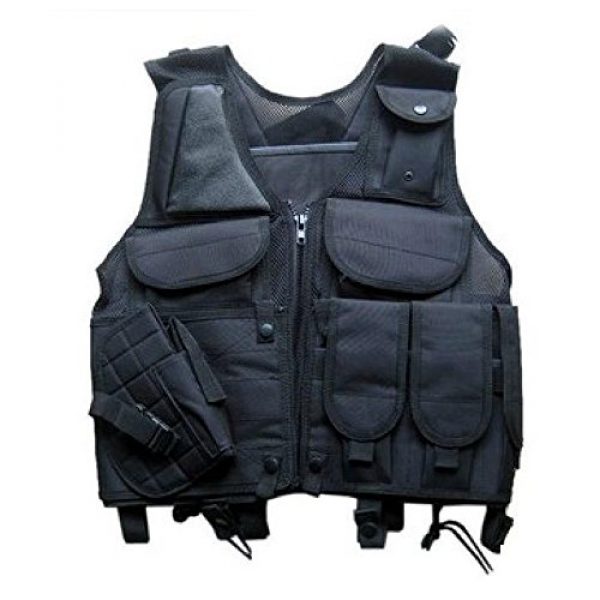 DHLink Airsoft Tactical Vest 2 Tactical Military Hunting Combat Vest with Pistol Gun Holster Pouch Black