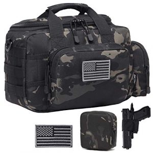 DBTAC Pistol Case 1 DBTAC DO More & BE More Gun Range Bag Small | Tactical 2X Pistol Shooting Range Duffle Bag with Lockable Zipper for Handguns and Ammo | US Flag Patch + MOLLE Pouch + Universal Holster Included