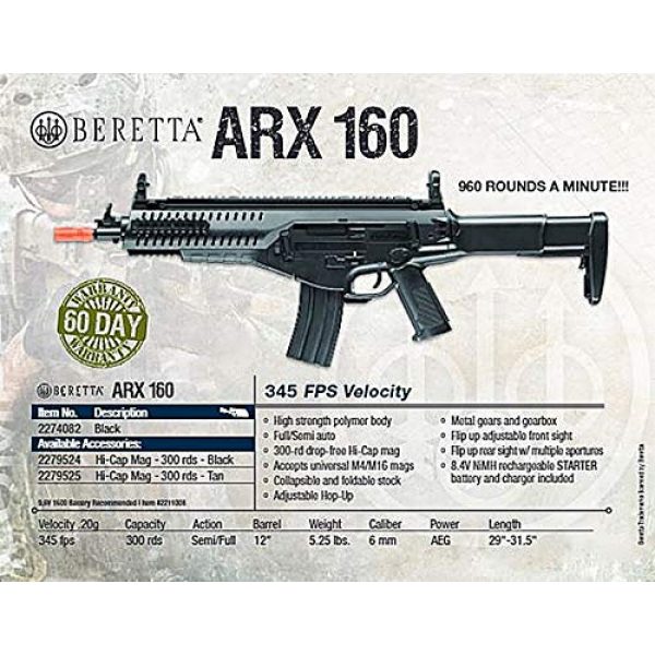 Elite Force Airsoft Rifle 7 Elite Force Beretta Arx 160 AEG Automatic 6mm BB Rifle Airsoft Gun, Arx 160 Competition, One Size, Black (2274082)