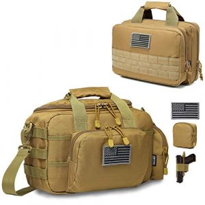 DBTAC Pistol Case 1 DBTAC Range Bag Small for 2X Pistol (Tan) + Pistol Handbag XS for 1~2 Pistol (Tan), Lockable Zipper, Durable Material, Compact Design