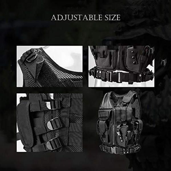 WEQ Airsoft Tactical Vest 6 WEQ Tactical Vest Modular Charge Vest Police Vest Law Enforcement Vest Adjustable Breathable Combat Training Vest
