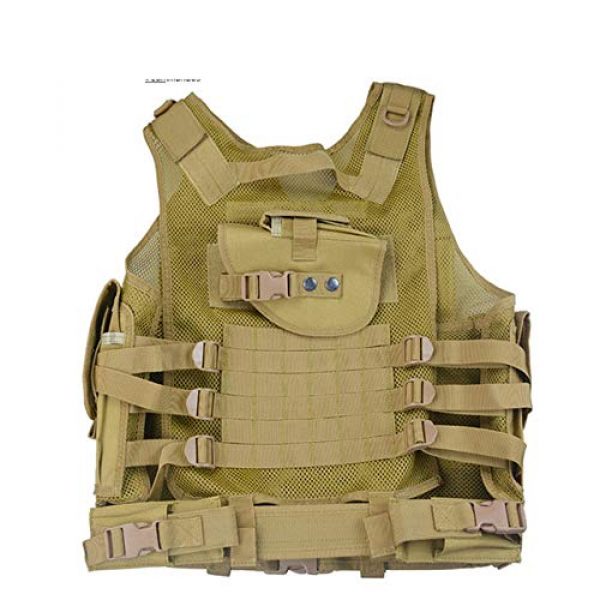 HHFC Airsoft Tactical Vest 3 HHFC Tactical Vest Military Airsoft Vest Adjustable Breathable Combat Training Vest for Outdoor Hunting, Fishing, Army Fans, Survival Game, Combat Training