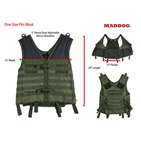 Maddog Airsoft Tactical Vest 4 Maddog Tactical MOLLE Modular Utility Vest with Breathable Mesh Liner and Heavy Duty Zipper - Adjustable Sizing