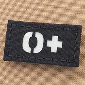 Tactical Freaky Airsoft Morale Patch 1 Reflective OPOS O+ Blood Type 1x2 First Aid Kit IFAK Tactical Morale Fastener Patch