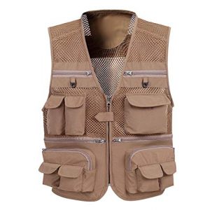 DAFREW Airsoft Tactical Vest 1 DAFREW Mesh Vest Multi-Function Quick-Drying Vest Outdoor Leisure Fishing Vest Multi-Pocket Breathable Vest (Color : Khaki, Size : XL)