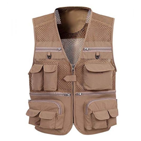 DAFREW Airsoft Tactical Vest 1 DAFREW Mesh Vest Multi-Function Quick-Drying Vest Outdoor Leisure Fishing Vest Multi-Pocket Breathable Vest (Color : Khaki, Size : XL)