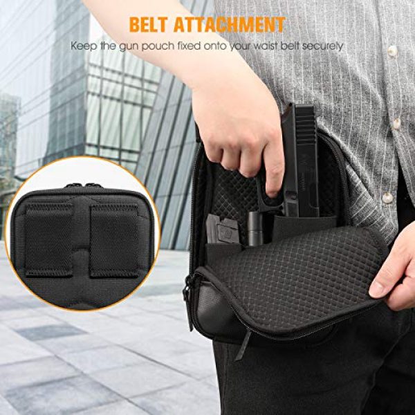 FINPAC Pistol Case 5 FINPAC Concealed Carry Gun Pouch, Pistol Holster Fanny Pack Waist Pocket for Handgun with Belt Loops, Black