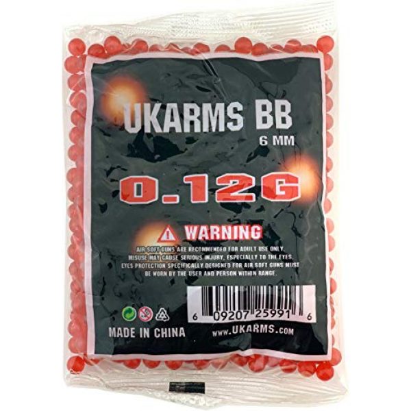 UKARMS Airsoft BB 5 UKArms BBTac 1000 Bag .12 Gram 6mm BBs For Airsoft Guns - 1 Bag of 1000 BBs