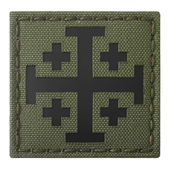 Tactical Freaky Airsoft Morale Patch 5 OD Green Olive Drab Infrared IR Order Holy Sepulchre Jerusalem Cross 2x2 Templar Tactical Morale Touch Fastener Patch