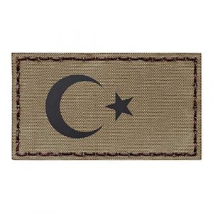 Tactical Freaky Airsoft Morale Patch 1 IR Tan Coyote BrownTurkey Turkiye Flag 2x3.5 IFF Infrared Tactical Morale Fastener Patch