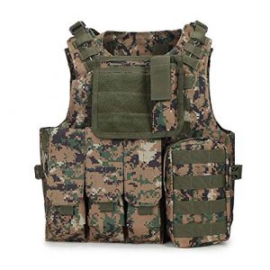 BGJ Airsoft Tactical Vest 1 BGJ Tactical Vest Military Combat Armor Vest Mens Army Airsoft Hunting Vest Adjustable Outdoor CS Paintball Training Protective Vest