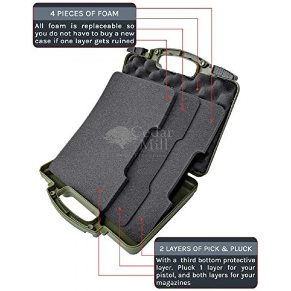 Cedar Mill Fine Firearms Pistol Case 4 Cedar Mill Fine Firearms -Worlds Smallest Micro Pistol Cleaning Kit for Handguns | Free Super-X Tool Bundle with Hard Gun Case Pistol Case |TSA Approved with Pick and Pluck Foam (2 Items)
