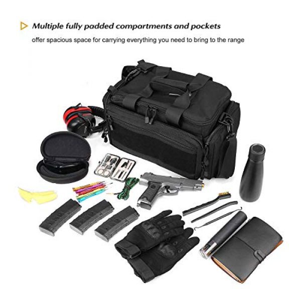 ProCase Pistol Case 2 ProCase Tactical Gun Range Bag Pistol Shooting Duffle Bag Bundle with Tactical Pistol Mag Pouch -Black