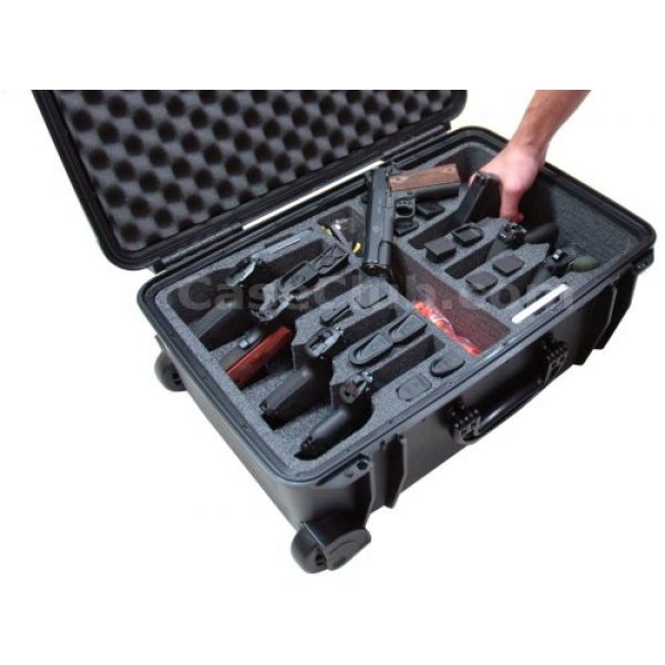 Case Club Pistol Case 5 Case Club 8 Pistol Pre-Cut Waterproof Case with 2 Silica Gel Canisters to Help Prevent Gun Rust