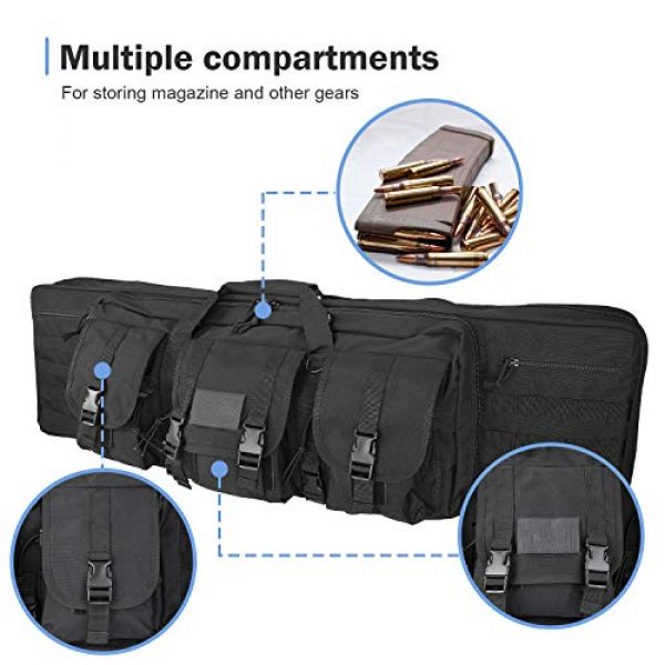 ProCase Rifle Case 4 ProCase Double Rifle Bag, Tactical Long Rifle Pistol Gun Firearm Transportation Carbine Case w/Backpack, MOLLE, Lockable Compartments