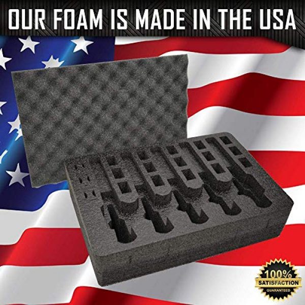 MY CASE BUILDER Pistol Case 3 Pistol & Magazine Storage Foam Insert for Pelican P-1500 Case -2 Piece Set Pre-Cut Military Grade Polyethylene Foam Base Insert and Lid Liner (Case Not Included)