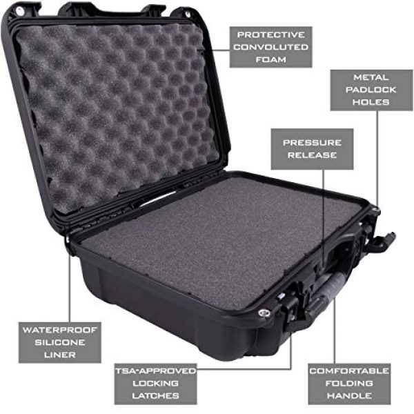 CASEMATIX Pistol Case 6 CASEMATIX 18.5" Hard Pistol Case with Lock Latches - Premium Hand Gun Cases for Pistols with TSA Approved Locking Latches, 9mm Lockable Pistol Case Hard Shell Carrier with Customizable Foam Interior