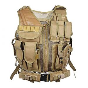A0ZBZ Airsoft Tactical Vest 1 A0ZBZ Tactical Vest, Multi-Pocket Sports Vest, Polyester Adjustable Lightweight Combat-Vest for Games or Training, Outdoor Hunting Hiking Equipment