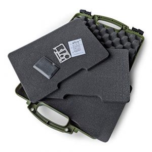Cedar Mill Fine Firearms Pistol Case 1 GREEN Hard Gun Case Pistol Case - TSA Approved, Lifelong-Durability Hand Gun Cases for Pistols - DS2TeK Handgun Case w/ Dual-Lock System with Foam Inserts - Military-Grade Pistol Case for Handguns